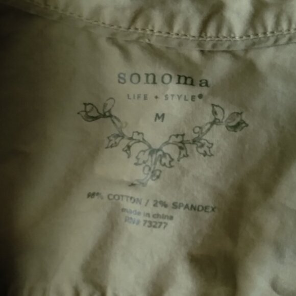 Vintage Y2K Sonoma Olive Green Fitted Button Up Top with Button Detail - Picture 3 of 4